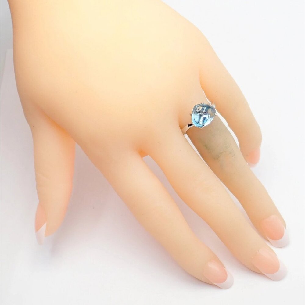 Authentic! Bulgari 18k Whtie Gold Mediterranean Eden Blue Topaz Ring Size 6 - Picture 8 of 14